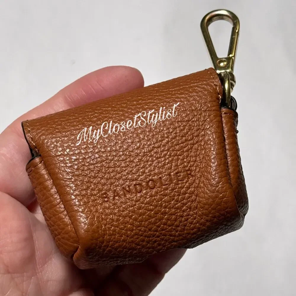 BANDOLIER Saddle Pebbled Leather airPods Case RARE & NEW! Gold Hardware version